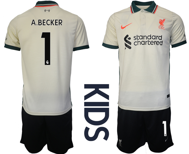 Youth 2021-2022 Club Liverpool away cream #1 Soccer Jersey